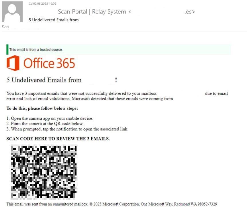 Undelivered email notification