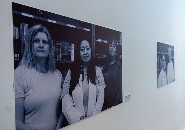 Portrait taken at Womens Prison sjowing two inmates staring at camera