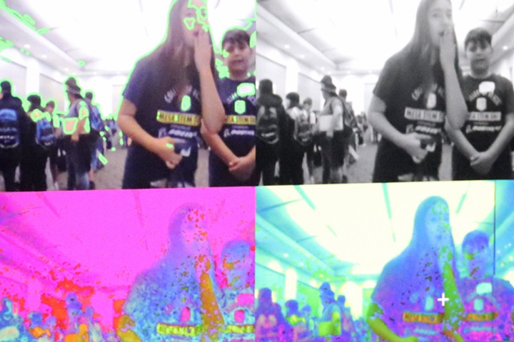 polarized computer image of students