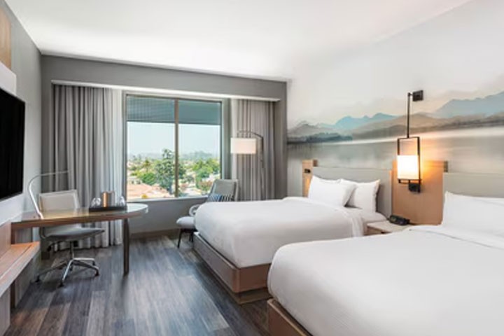 A hotel room.