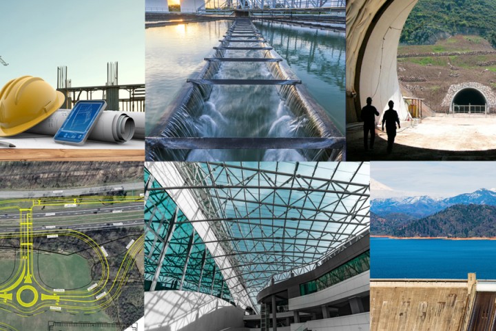 collection of photos showing civil engineering field